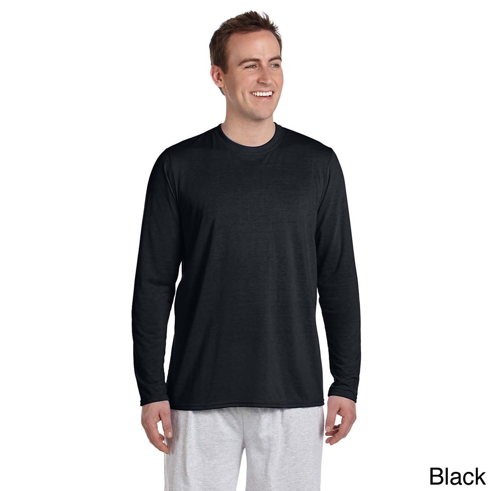 Gildan Mens Performance Long Sleeve T shirt Black Size XXL