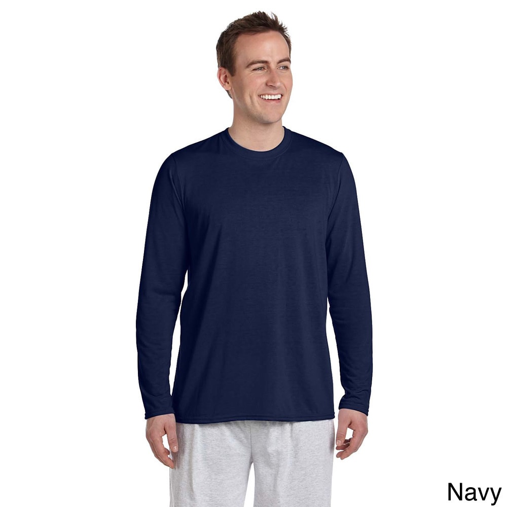 Gildan Mens Performance Long Sleeve T shirt Navy Size XXL