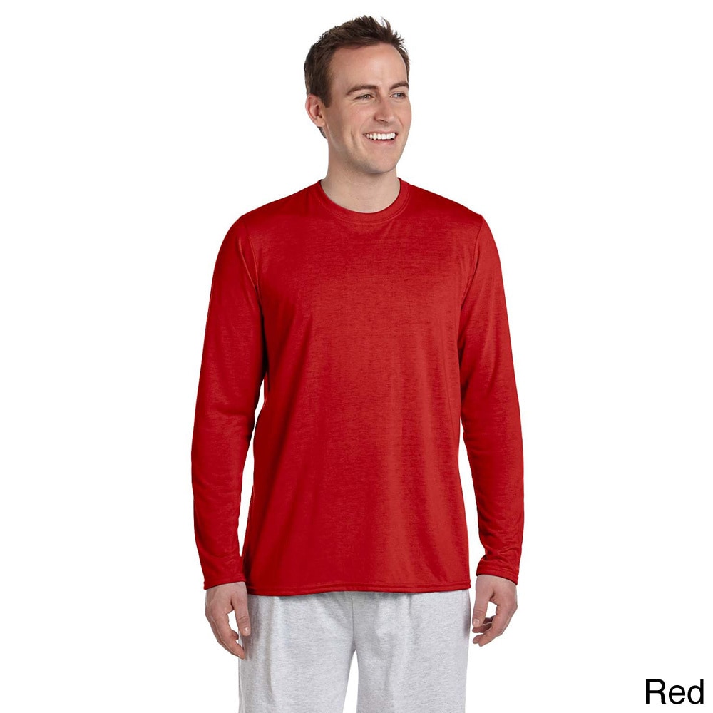 Gildan Mens Performance Long Sleeve T shirt Red Size XXL