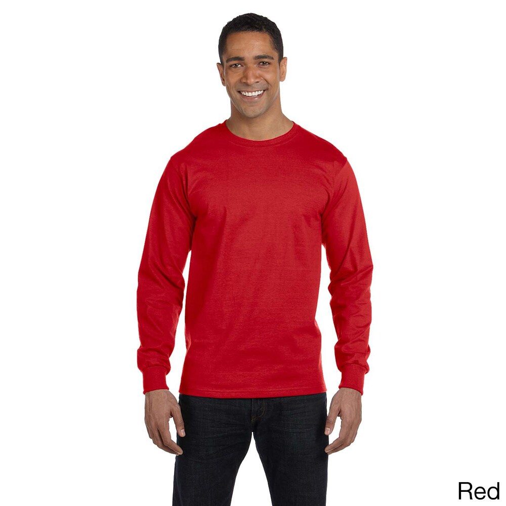 Gildan Mens Dry Blend Long Sleeve T shirt Red Size XXL