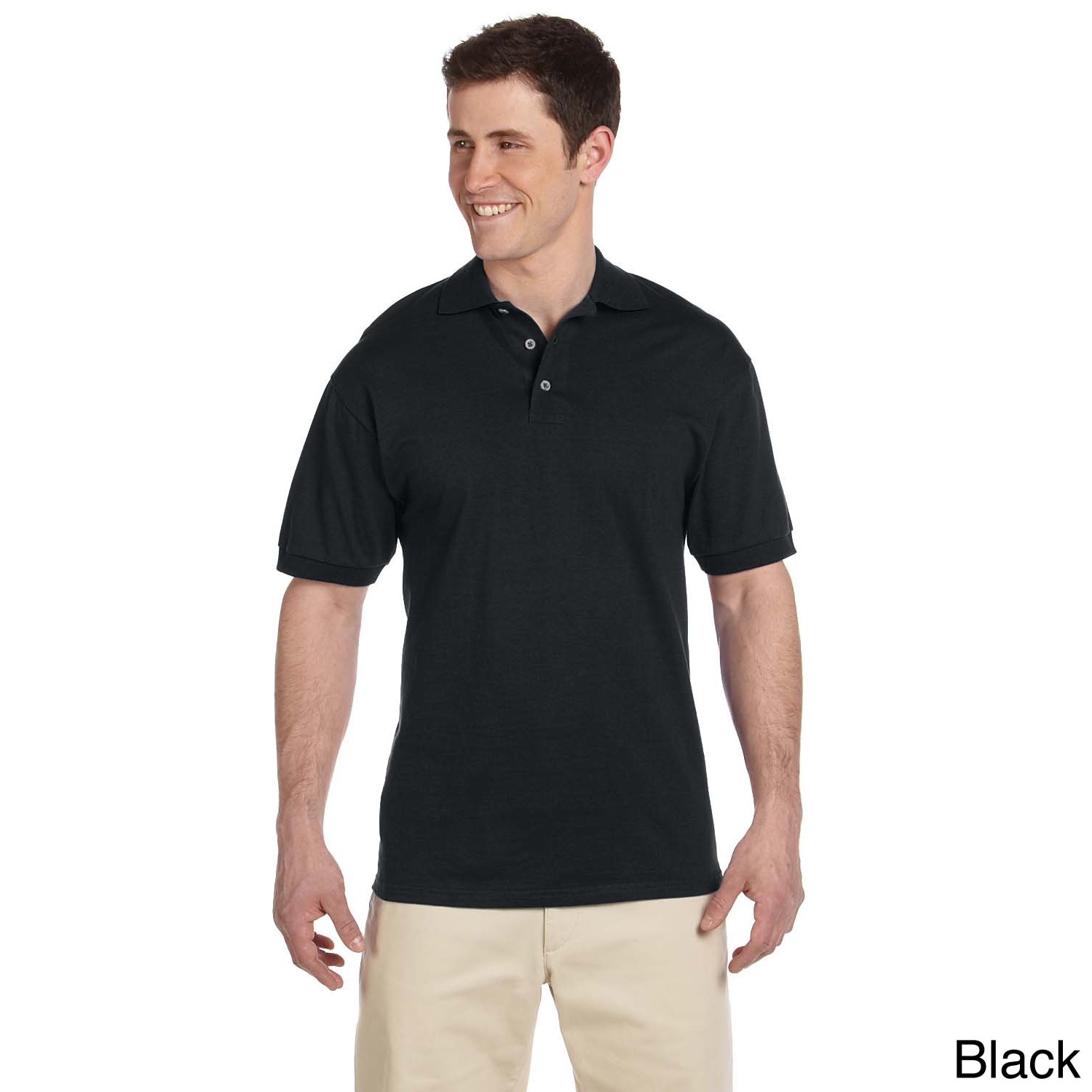 Jerzees Mens Heavyweight Cotton Jersey Polo Shirt Black Size XXL