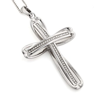 Shop Sterling Silver Men S Ct Tdw Inch Diamond Cross Pendant