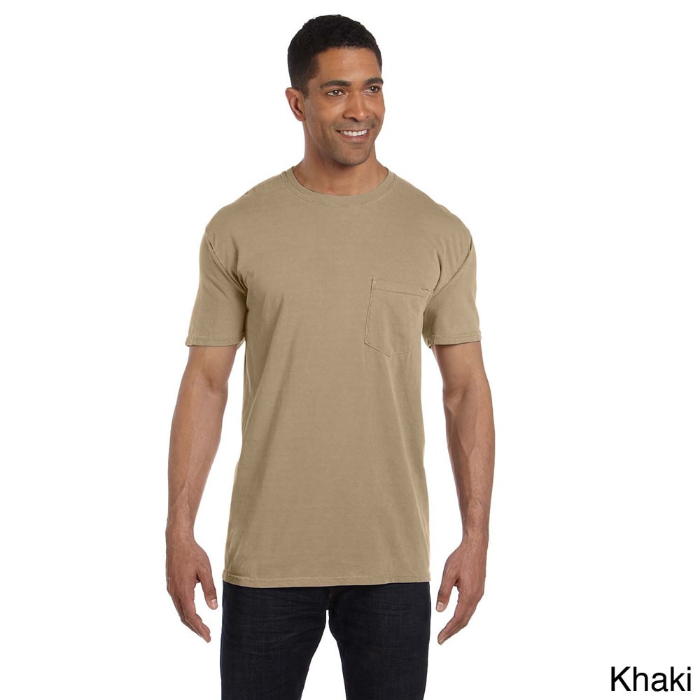 Comfort Colors 6.1 ounce Garment dyed Pocket T shirt Khaki Size XXL