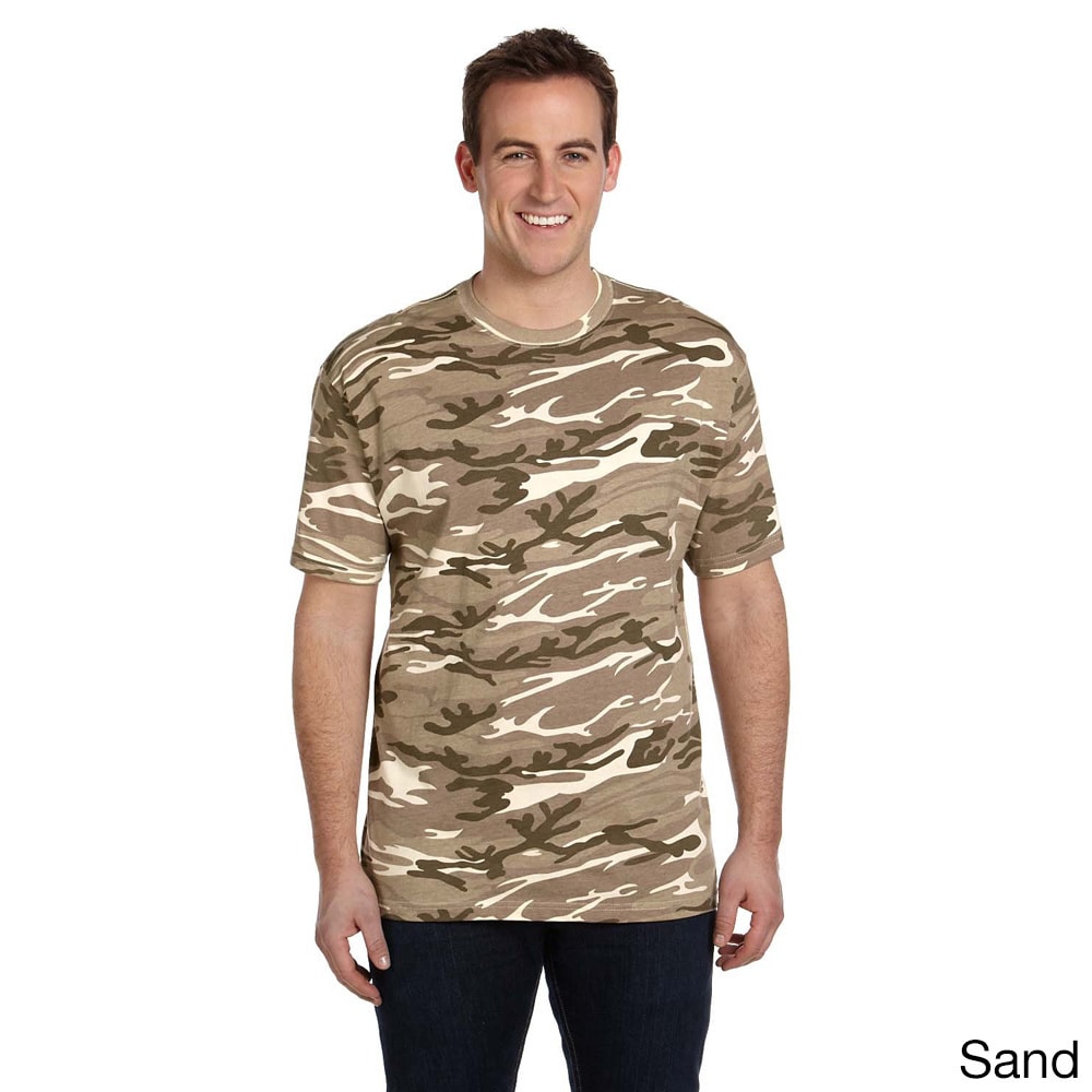 Anvil Mens Ringspun Heavyweight Camouflage T shirt Khaki Size XXL