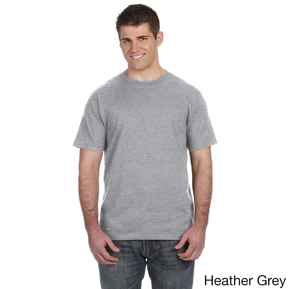 Anvil Mens Ringspun Solid Color Short Sleeve Cotton T shirt Grey Size XXL