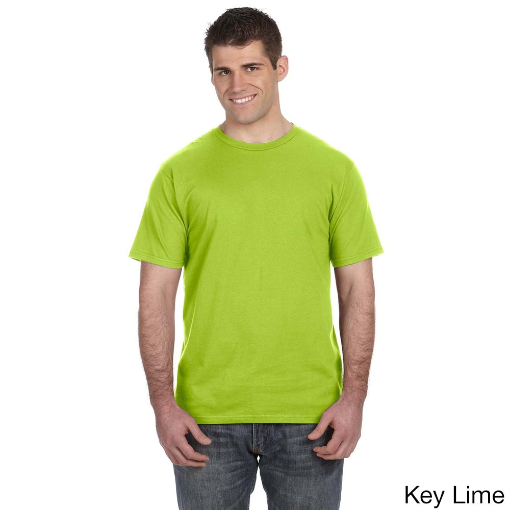 Anvil Mens Ringspun Solid Color Short Sleeve Cotton T shirt Green Size XXL
