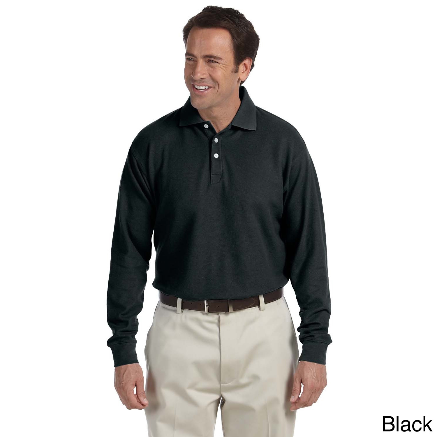 Mens Long sleeve Performance Plus Pique Polo Shirt