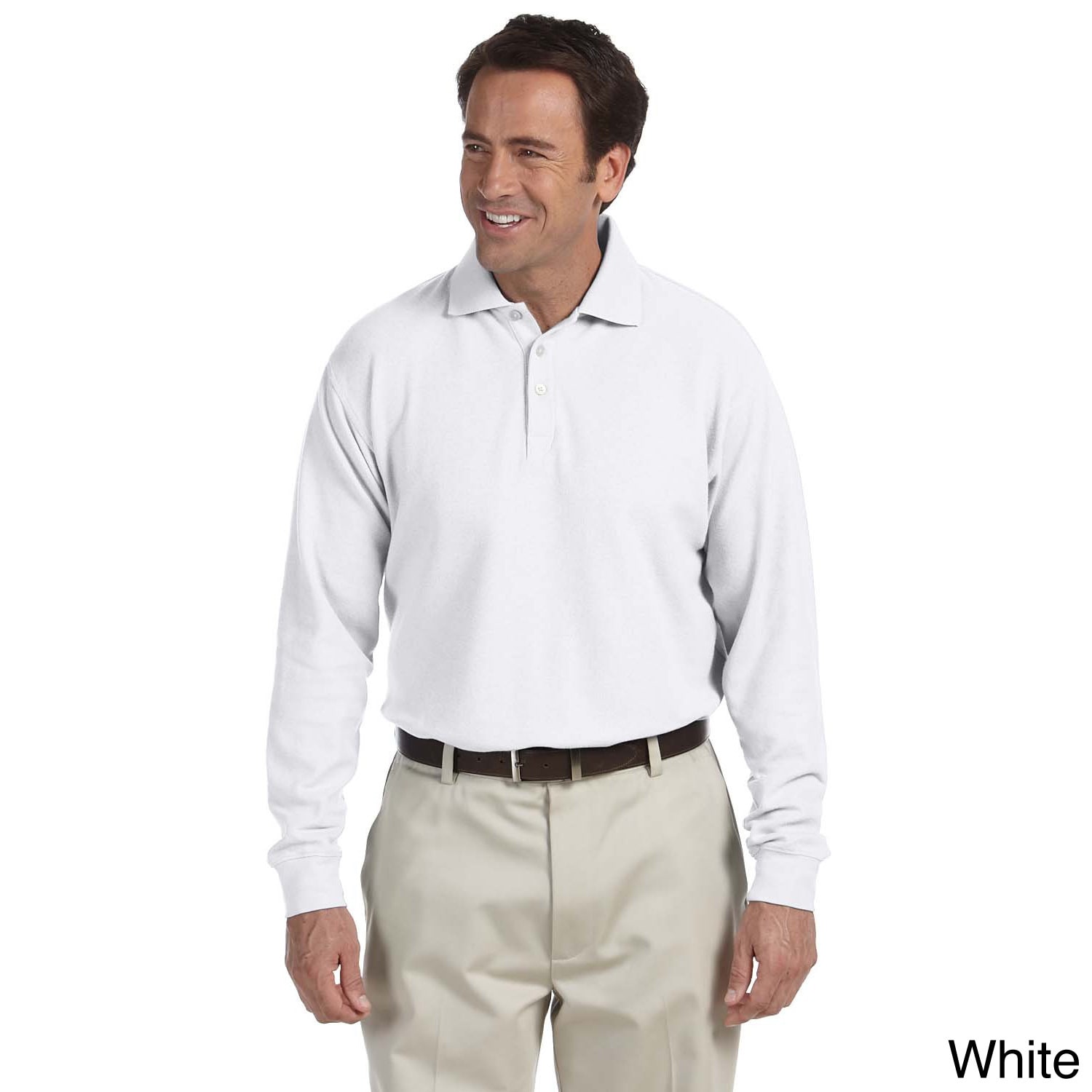 Mens Long sleeve Performance Plus Pique Polo Shirt