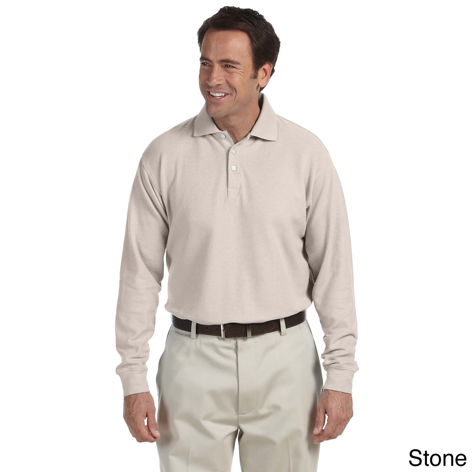 Mens Long sleeve Performance Plus Pique Polo Shirt