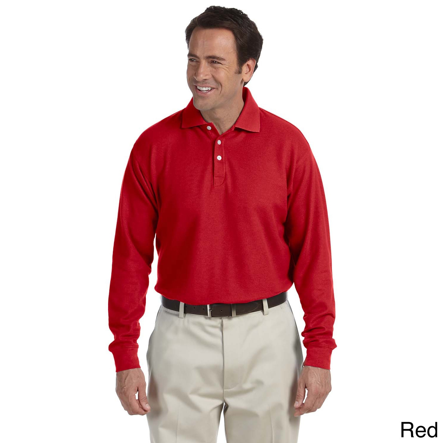 Mens Long sleeve Performance Plus Pique Polo Shirt