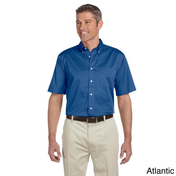 Shop Men's Short-sleeve Twill Cotton Button Down Shirt - On Sale - Free ...
