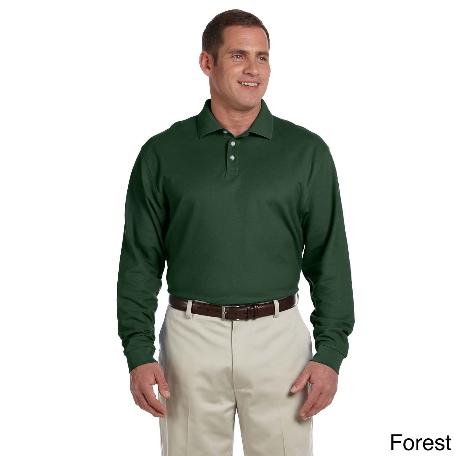 Devon and Jones Mens Pima Pique Long sleeve Polo Shirt Green Size XXL