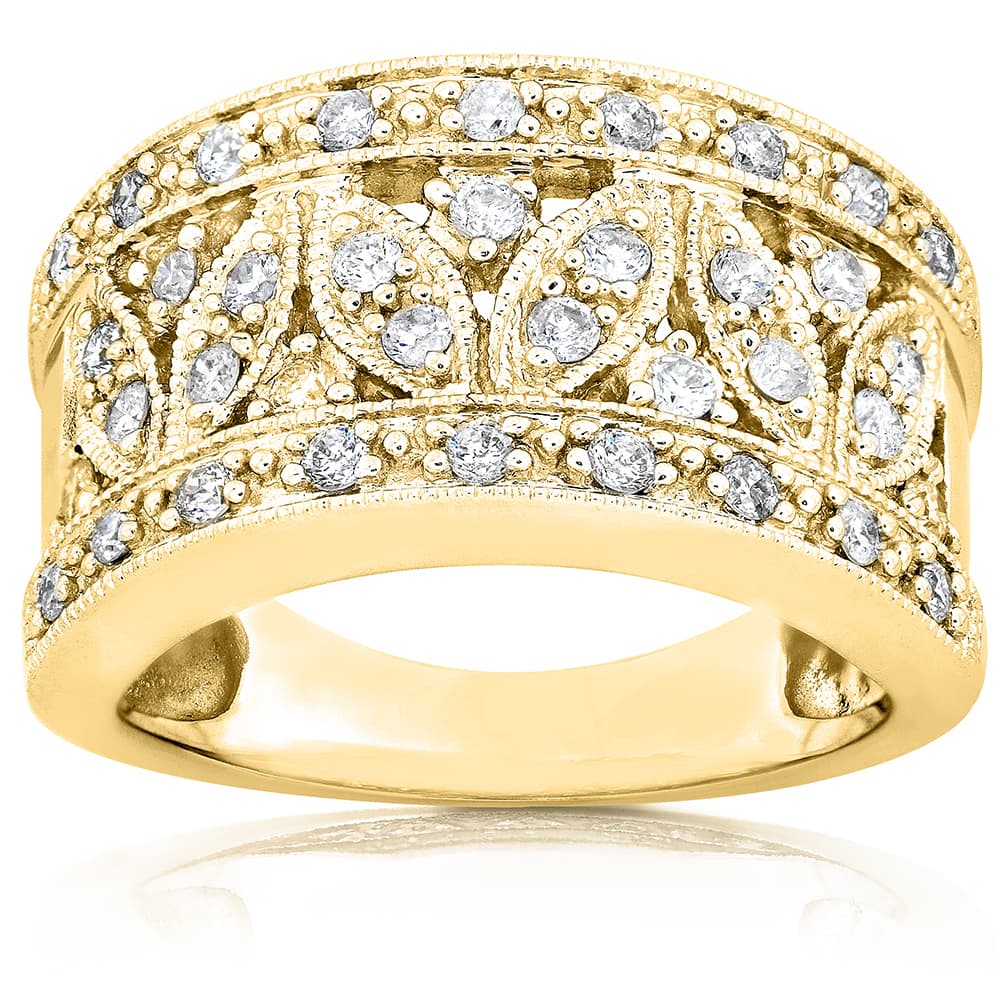 Kobelli 0.5 Carat Natural Diamonds Solid 14k Yellow Gold Wisteria Milestone Ring