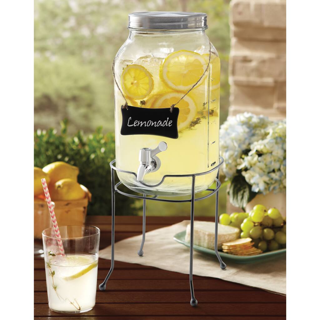 Order Home Collection Glass Mason Jar Drink Dispenser with Base