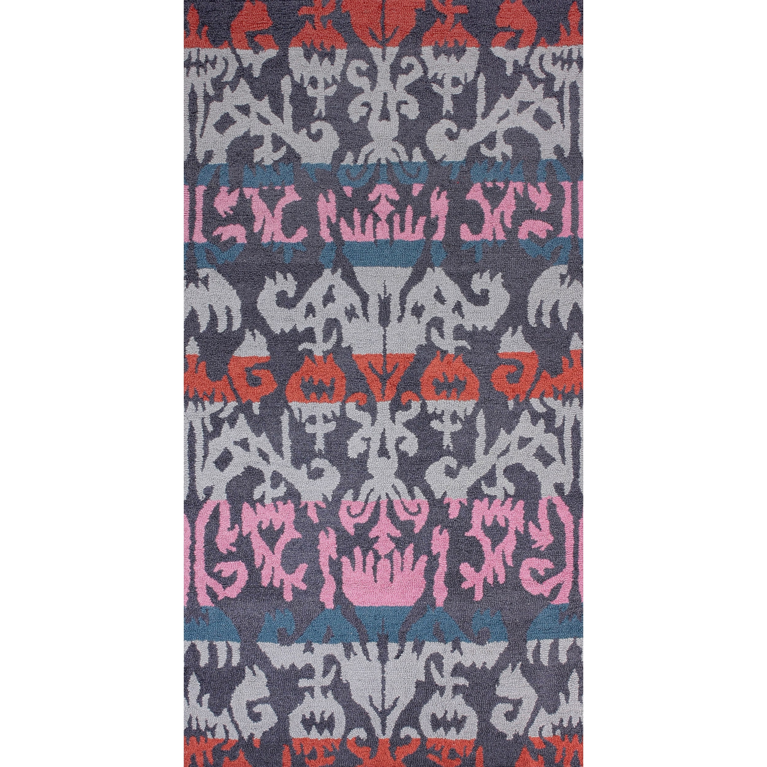 Nuloom Hand hooked Ikat Wool Grey Rug (5 X 8)