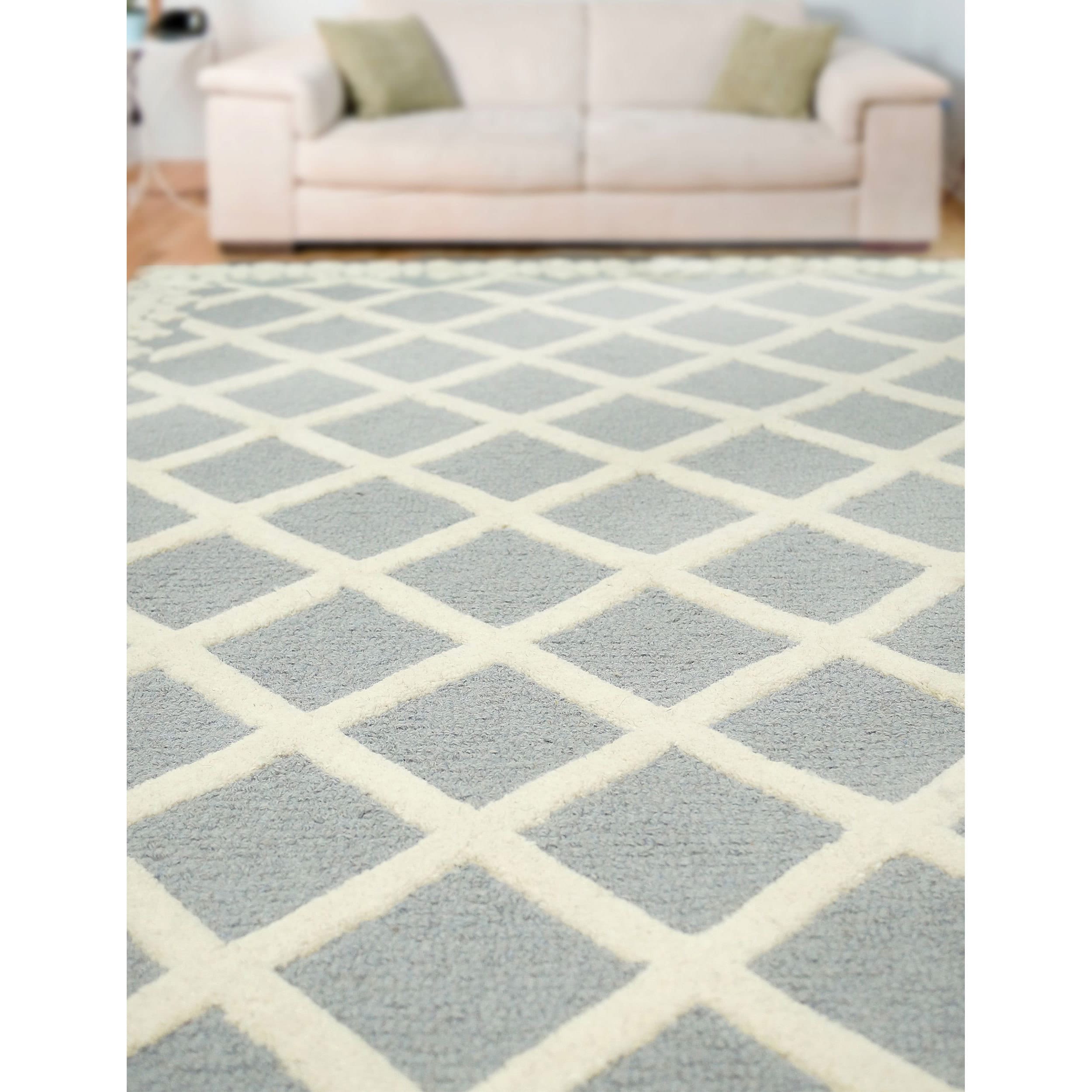 Nuloom Hand tufted Lattice Wool Grey Rug (5 X 8)