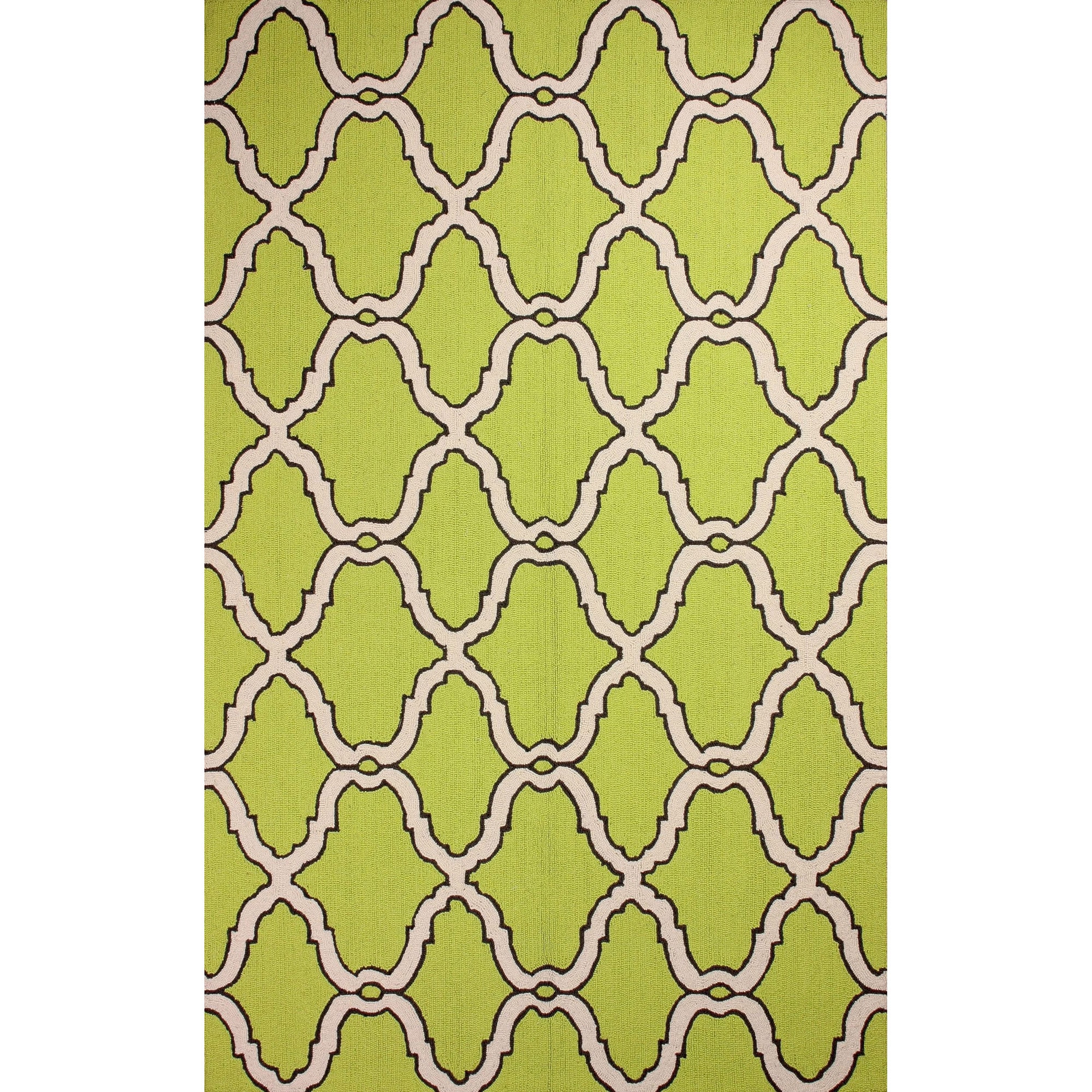 Nuloom Hand hooked Moroccan Trellis Wool Green Rug (76 X 96)