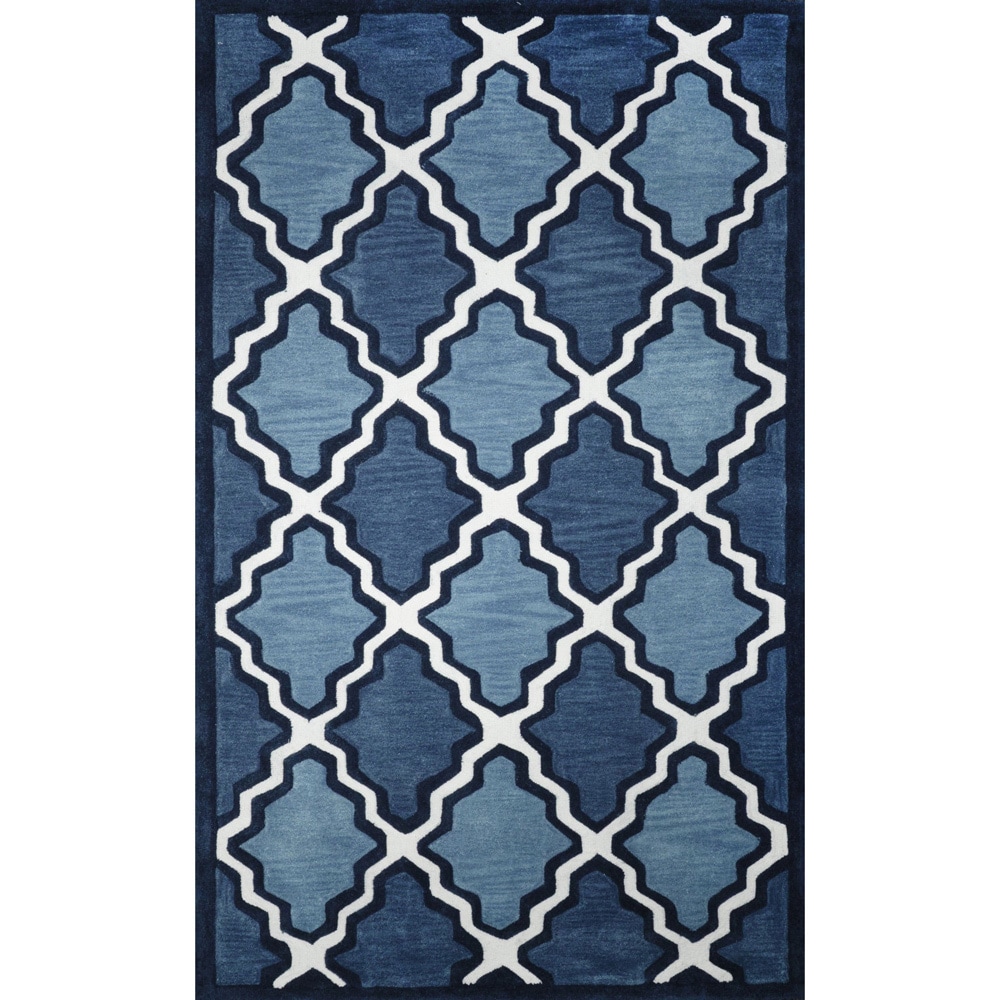 Nuloom Hand tufted Trellis Synthetics Blue Rug (86 X 116)