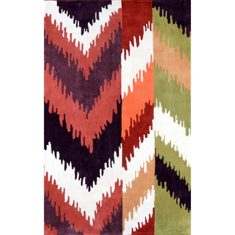 Nuloom Hand tufted Ikat Synthetics Multi Rug (86 X 116)