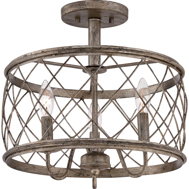 Gracewood Hollow Anhaght Century Silver Leaf Metal Medium Semi-flush Mount Light Fixture