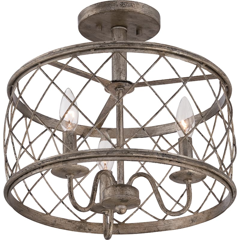 Gracewood Hollow Anhaght Century Silver Leaf Metal Medium Semi-flush Mount Light Fixture