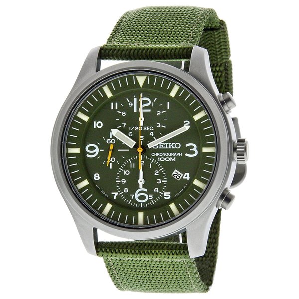 Seiko Men's SNDA27P1 Chronograph Green Watch - 16211507 - Overstock.com ...