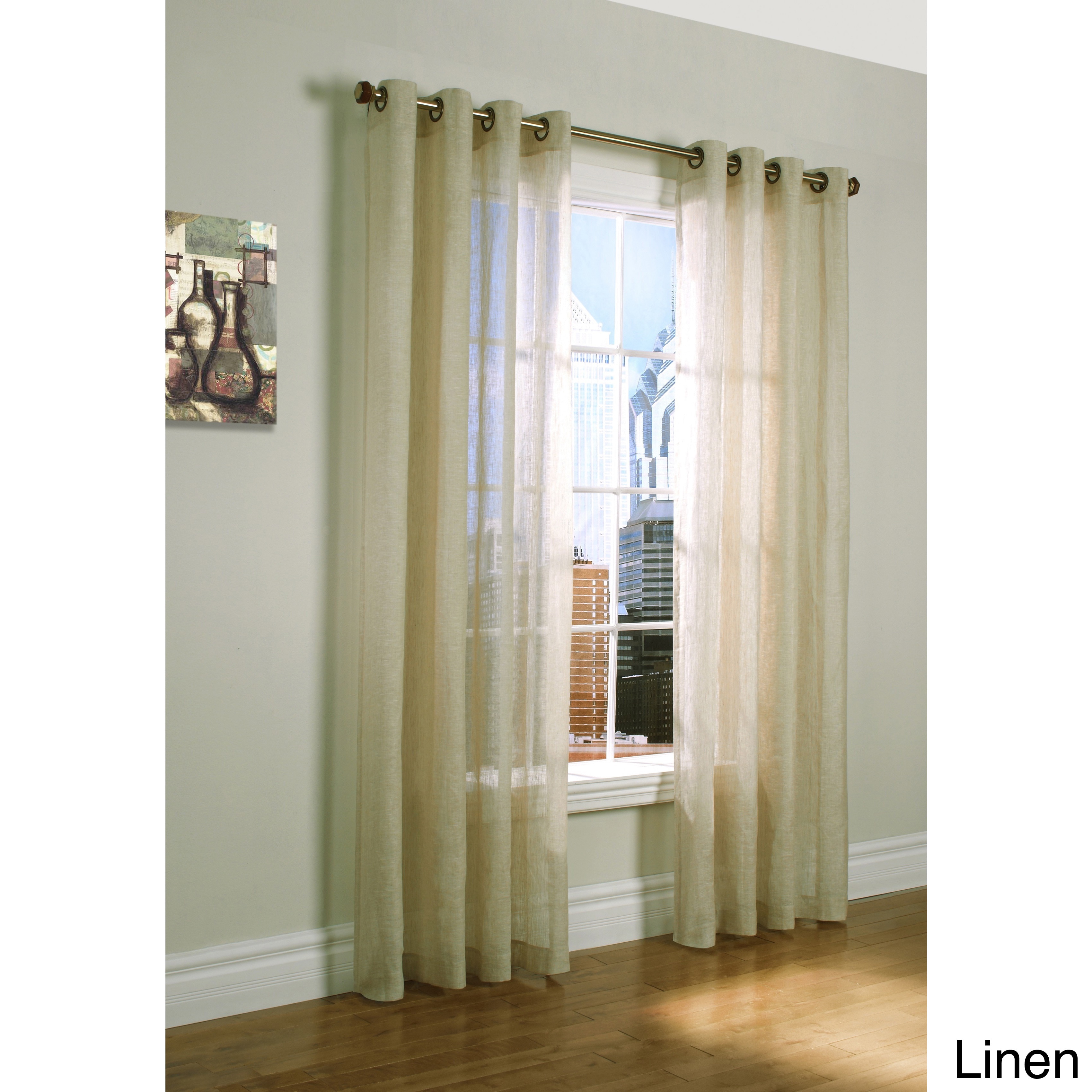 Belgium Linen Grommet Top 84 inch Curtain Panel