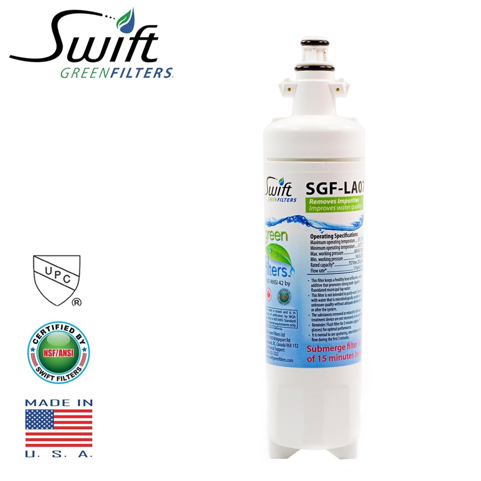 Swift Green Filters LFX31925ST SGF-LA07 (3 Pack) LT700-P, 04609690000,  09690, 46-9690, ADQ36006102, ADQ36006101 LG Replacement Water Filter, 3  Pack, 3