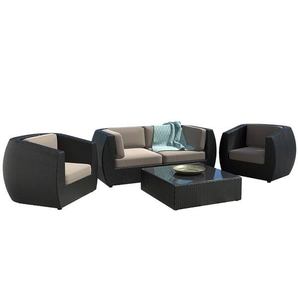 Shop Corliving Seattle Curved 5 Piece Sofa And Chair Patio Shop Corliving Seattle Curved 5 Piece Sofa And Chair Patio
