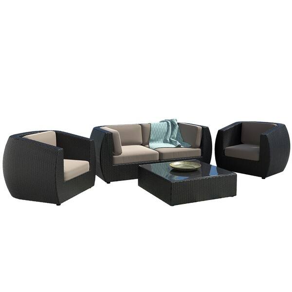 Shop Corliving Seattle Curved 5 Piece Sofa And Chair Patio