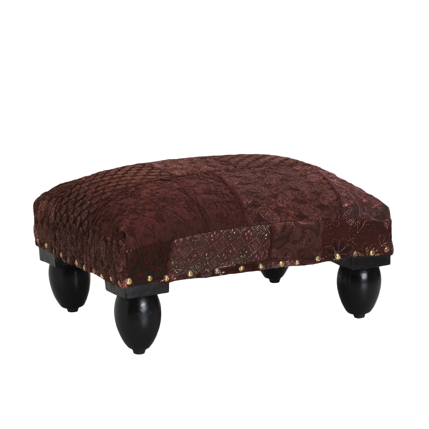 Elements 7 inch Brown Patchwork Foot Stool