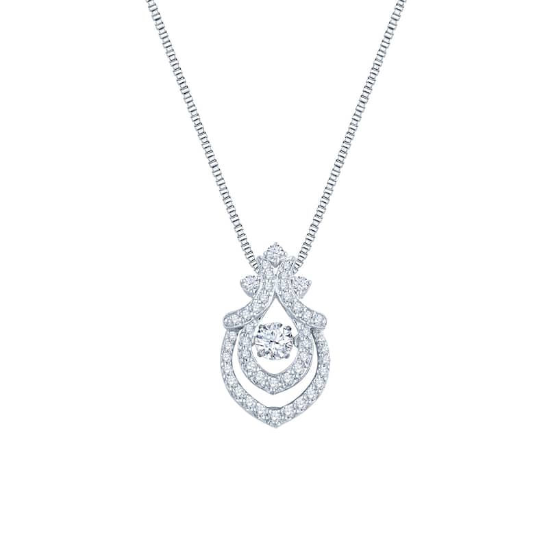 Auriya 14k White Gold 9/10ct TDW Dancing Stone Diamond Necklace