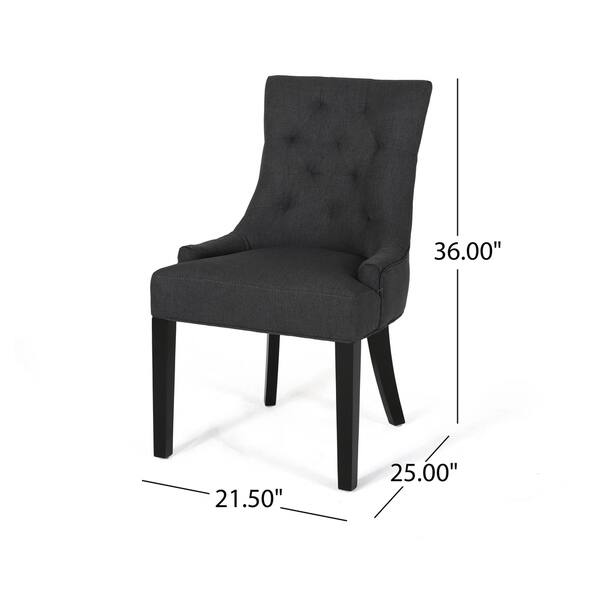 dimension image slide 4 of 5, Cheney Contemporary Tufted Dining Chairs (Set of 2) by Christopher Knight Home - 21.50" L x 25.00" W x 36.00" H