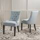 Cheney Contemporary Tufted Dining Chairs (Set of 2) by Christopher Knight Home - 21.50" L x 25.00" W x 36.00" H - Light Sky