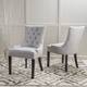 Cheney Contemporary Tufted Dining Chairs (Set of 2) by Christopher Knight Home - 21.50" L x 25.00" W x 36.00" H - Light Grey
