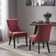 preview thumbnail 37 of 48, Cheney Contemporary Tufted Dining Chairs (Set of 2) by Christopher Knight Home - 21.50" L x 25.00" W x 36.00" H Deep Red/Dark Brown