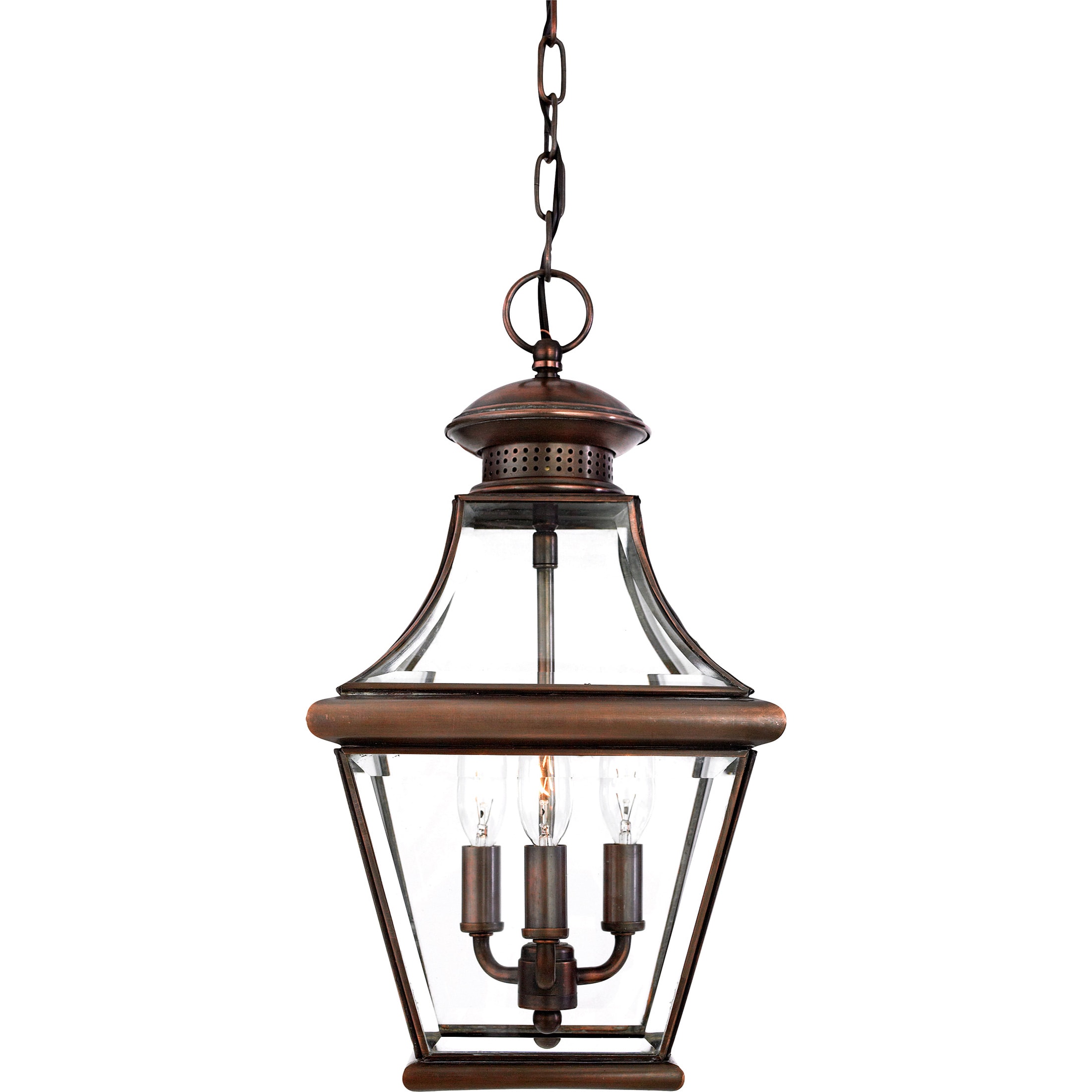 Carleton Medium 3 light Aged Copper Hanging Lantern