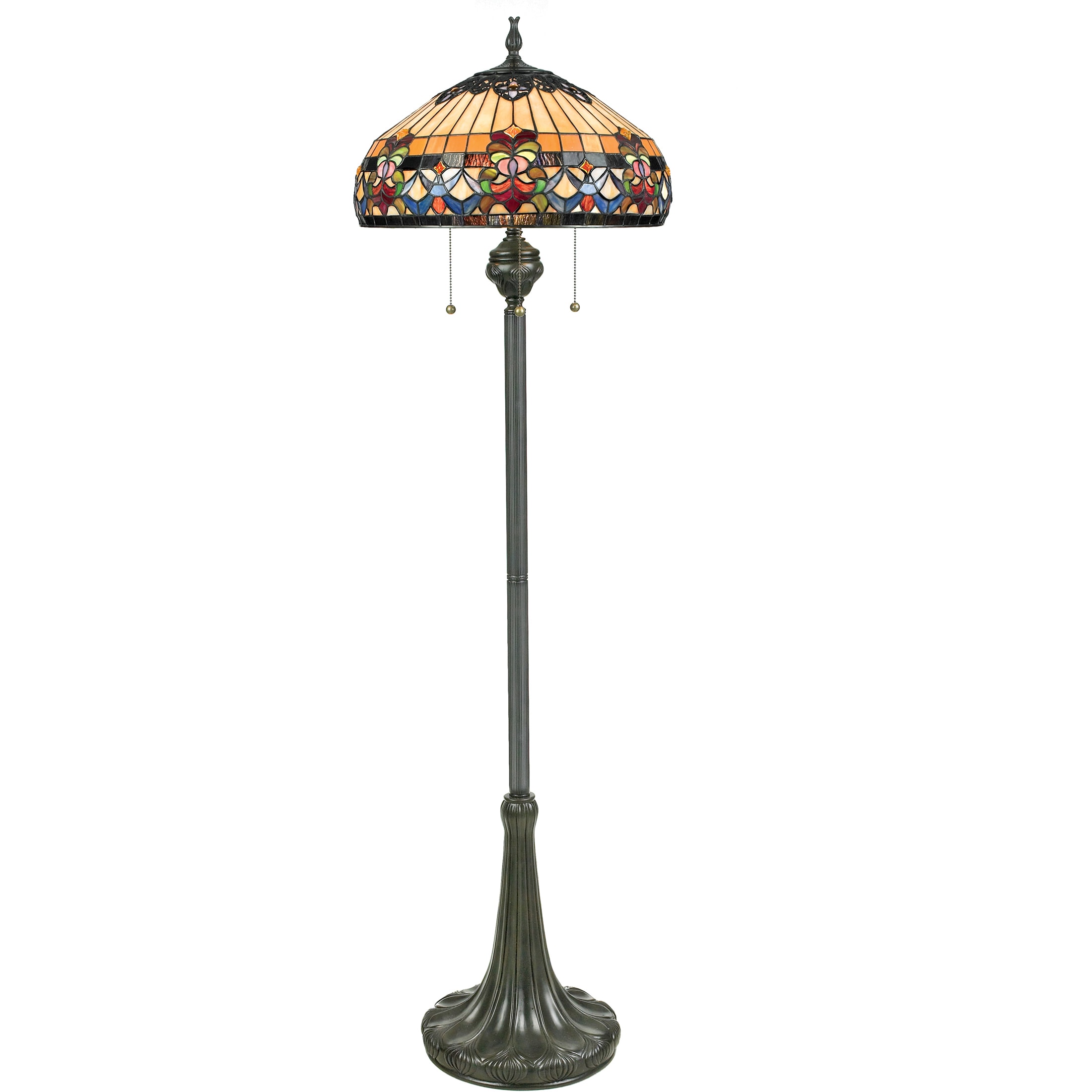 Belle Fleur 3 light Vintage Bronze Tiffany Floor Lamp