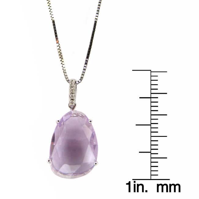 14k White Gold Diamond Accent and Gemstone Slice Pendant Necklace