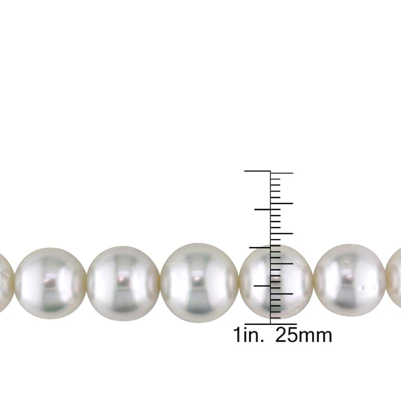 Miadora Signature Collection 14k Yellow Gold South Sea White Pearl Necklace (10-12 mm)