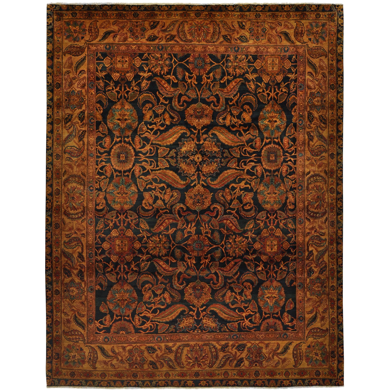 Hand knotted India Khorasan Midnight Blue Wool Rug (710 X 911)