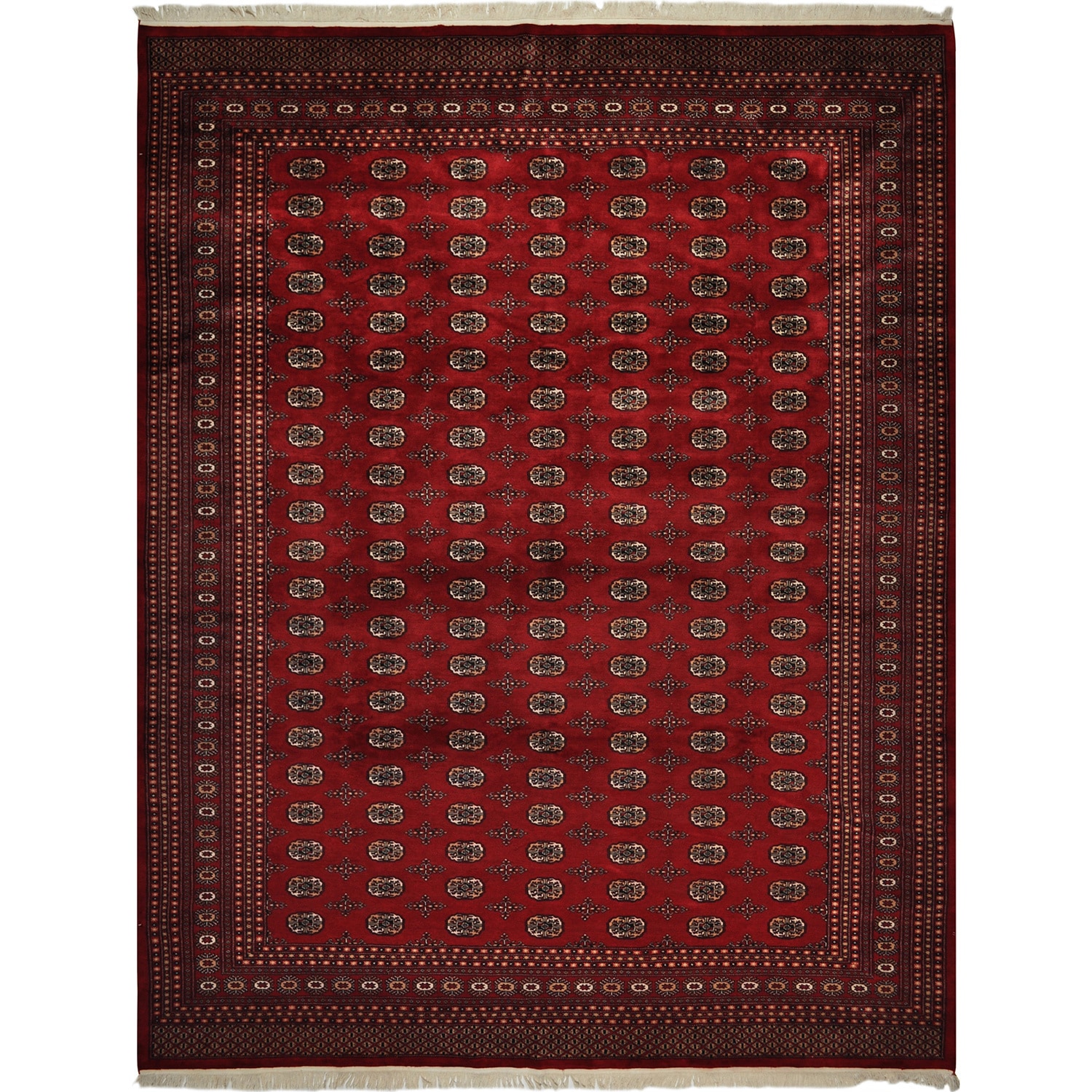 Hand knotted Pakistan Bokhara Red Wool Rug (93 X 1111)