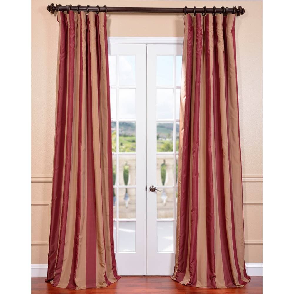 Ultra Lux Blackout Ruby Wine Taffeta Stripe Curtain Panel