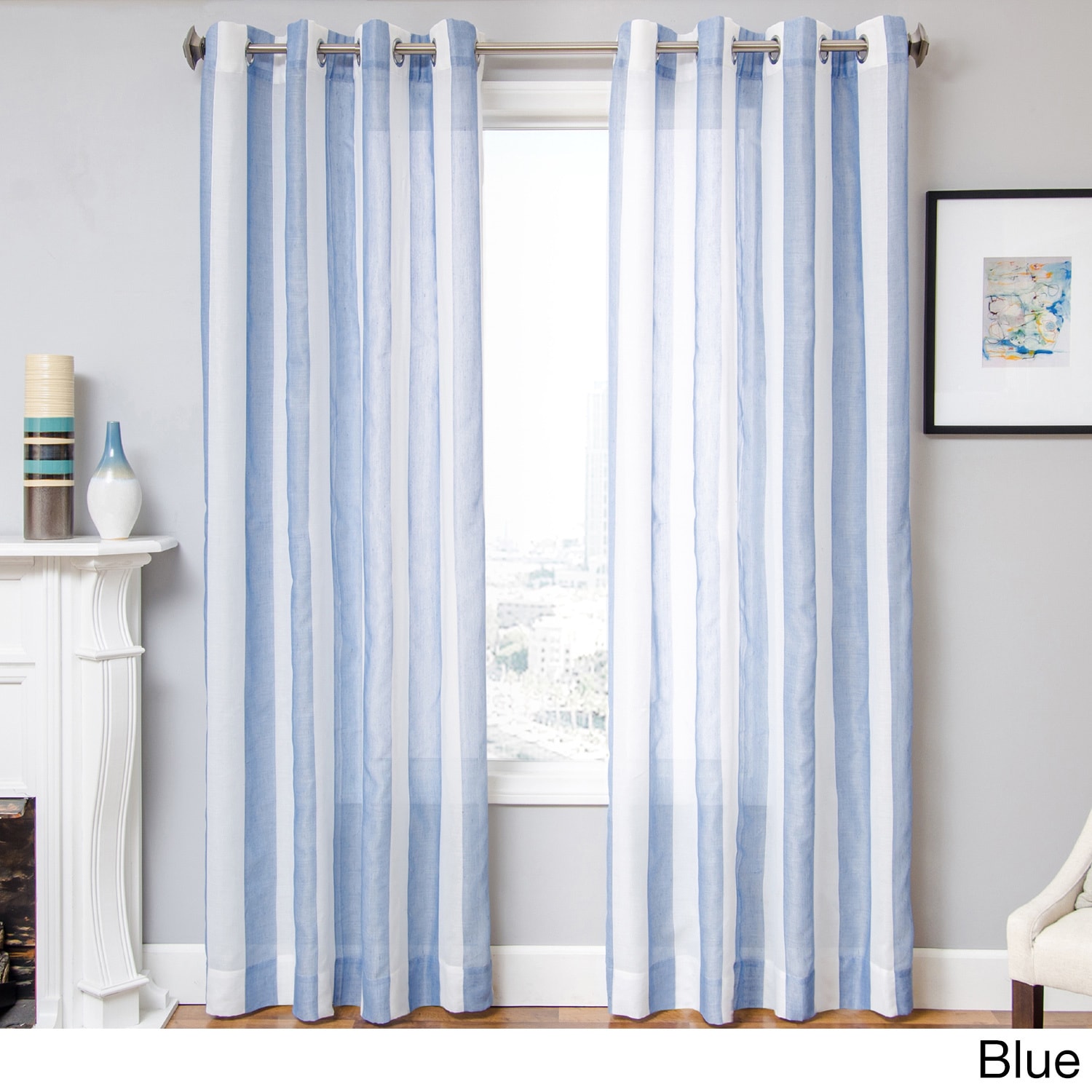 Milbrey Stripe Grommet Top Sheer Curtain Panel