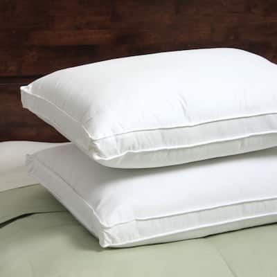 Hotel Madison 300 Thread Count Won't Go Flat Density Pillow (Set of 2) - White