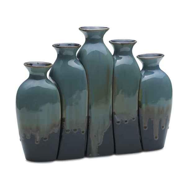 Shop Elements Reactive Blue 5piece Ceramic Vase Set Free Shipping On