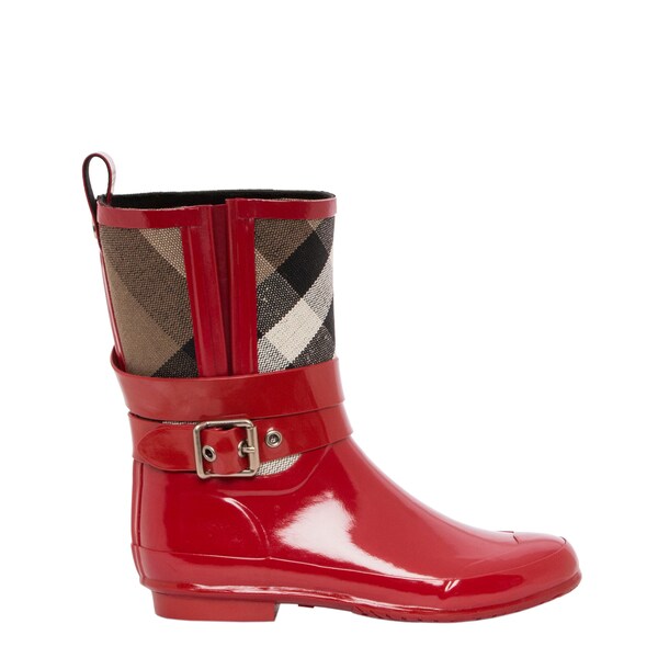 3898984 Check Detail Belted Rain Boots 