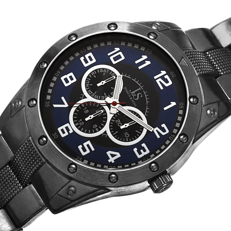 Joshua & Sons Men's Multifunction Sunray Dial Blue Bracelet Watch