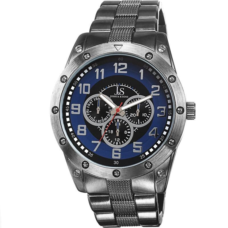Joshua & Sons Men's Multifunction Sunray Dial Blue Bracelet Watch