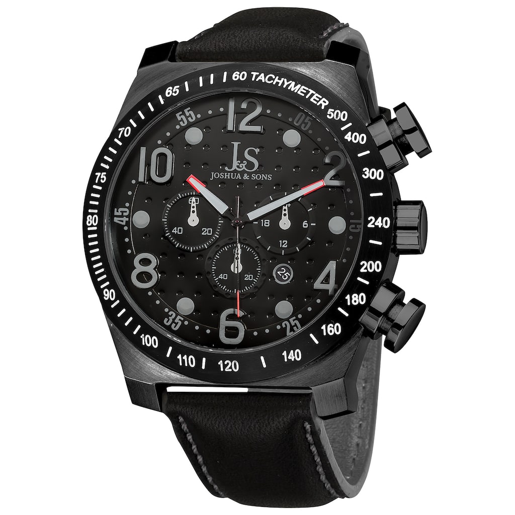 Joshua & Sons Men's Stainless Steel Chronograph Sport Black Watch